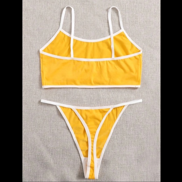 Yellow, Sporty, Lingerie Set - Picture 3 of 6